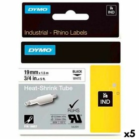 Ruban Laminé pour Etiqueteuses Rhino Dymo ID1-19 19 x 5,5 mm Noir Blanc Autocollants (5 Unités) | Tienda24 - Global Online Shop Tienda24.eu