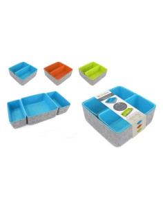 Basket set Versa Blue With lid Marine algae (2 pcs) | Tienda24 Tienda24.eu