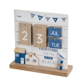 Tischkalender Blau Weiß natürlich Holz MDF 22 x 7 x 22 cm von BigBuy Home, Planerhüllen & Büroplaner - Ref: S8808695, Preis: ...