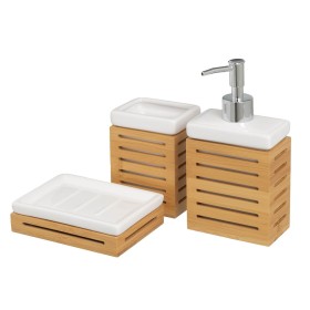 Badezimmer Set Home ESPRIT Durchsichtig natürlich Bambus Aluminium polystyrol 16 x 9 x 18 cm | Tienda24 - Global Online Shop Tienda24.eu