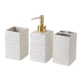 Badezimmer Set Home ESPRIT Durchsichtig natürlich Bambus Aluminium polystyrol 16 x 9 x 18 cm | Tienda24 - Global Online Shop Tienda24.eu