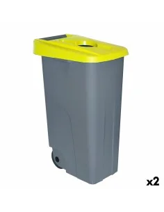 Cubo de Basura con Ruedas Denox 110 L Amarillo 58 x 41 x 89 cm | Tienda24 Tienda24.eu