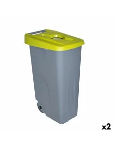 Dustbin with Wheels Denox 85 L Yellow 58 x 41 x 76 cm | Tienda24 Tienda24.eu