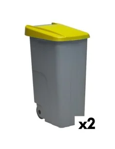 Dustbin with Wheels Denox Yellow 110 L 58 x 41 x 89 cm | Tienda24 Tienda24.eu