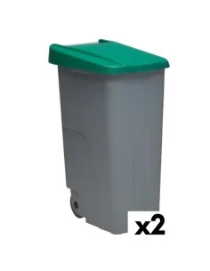 Caixote do Lixo com Rodas Denox 110 L Verde 58 x 41 x 89 cm (2 Unidades) | Tienda24 Tienda24.eu