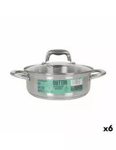 Casserole with glass lid Quttin New Neron Steel 26 x 18 x 10 cm (6 Units) | Tienda24 Tienda24.eu