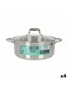 Casserole with glass lid Quttin Caesar Steel Ø 28 x 11 cm (4 Units) | Tienda24 Tienda24.eu