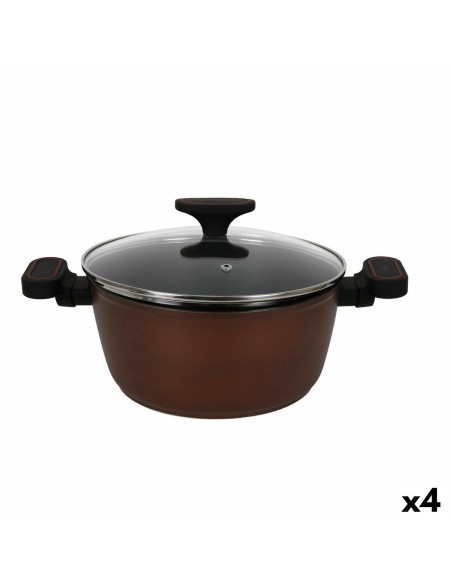 Casserole avec Couvercle en Verre Quttin Sahara Aluminium forgé Marron 34 x 21 x 11 cm (4 Unités) | Tienda24 Tienda24.eu