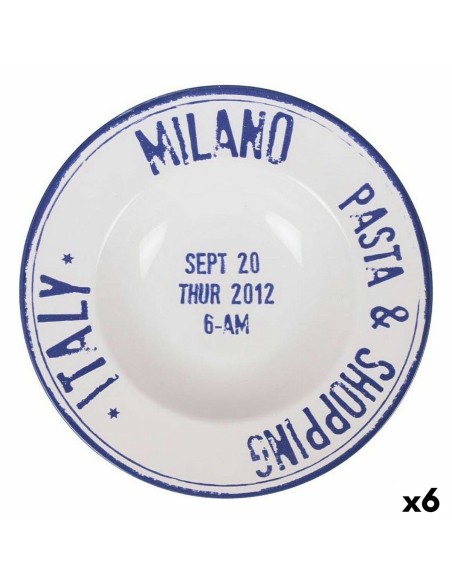 Assiette à pâtes Santa Clara Milano Porcelaine Ø 28 cm Bleu (6 Unités) | Tienda24 Tienda24.eu