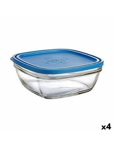 Porta Pranzo Quadrato con Coperchio Duralex FreshBox Azzurro 3 L 23 x 23 x 9 cm (4 Unità) da Duralex, Conservazione di alimen...