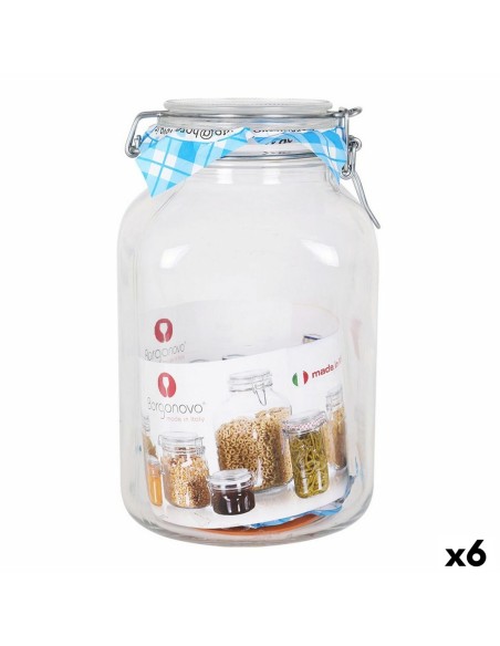 Glass Jar Borgonovo 33216 Hermetic Transparent 3,1 L 13 x 13 x 24 cm (6 Units) | Tienda24 Tienda24.eu