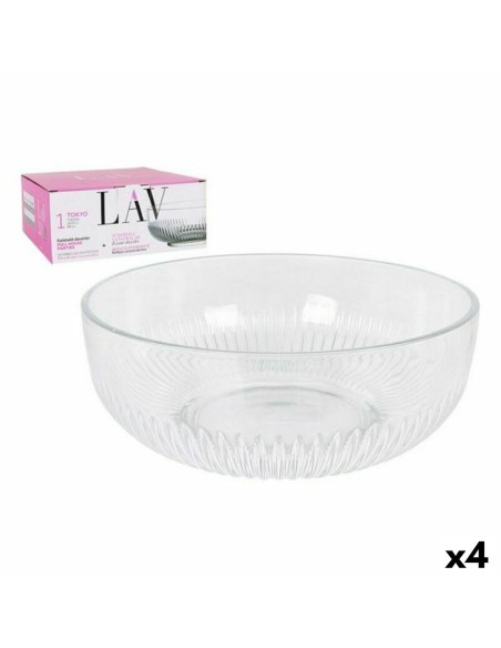 Saladier LAV CP112-1 Transparent Verre 23 x 23 x 10 cm (4 Unités) (2600 cc) (ø 23 x 9,4 cm) | Tienda24 Tienda24.eu