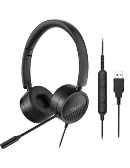 Headphones with Microphone iggual Dual Tech Black | Tienda24 Tienda24.eu