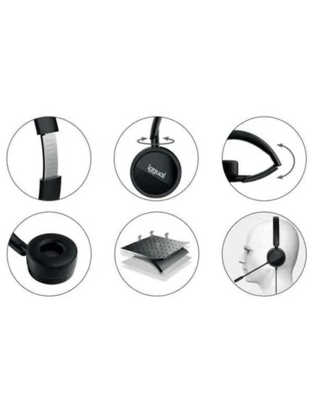 Headphones with Microphone iggual Dual Tech Black | Tienda24 Tienda24.eu