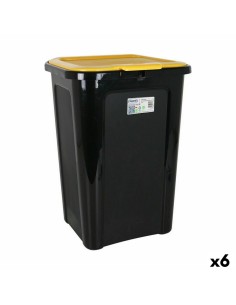 Cubo de Basura con Pedal KIS CHIC Coffee Motif Negro 50 L | Tienda24 Tienda24.eu