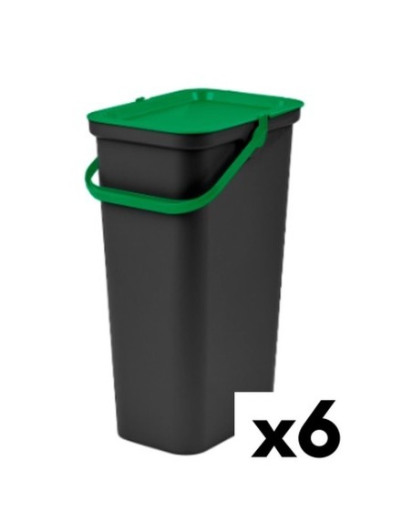 Caixote de Lixo para Reciclagem Tontarelli Moda 24 L Preto Verde (6 Unidades) | Tienda24 Tienda24.eu