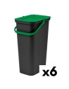 Recycling Waste Bin Tontarelli Moda 24 L Black Green (6 Units) | Tienda24 Tienda24.eu