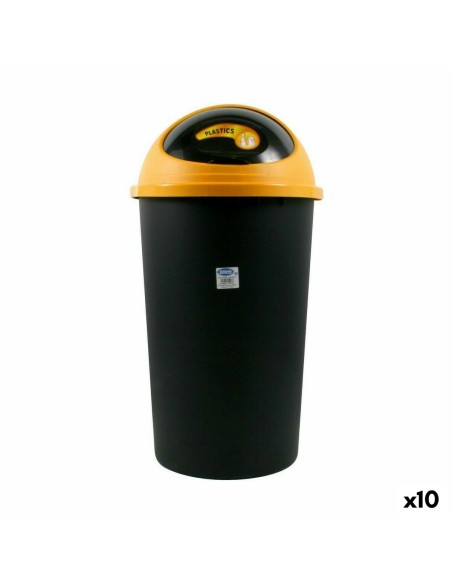 Rubbish Bin Tontarelli Big hoop Yellow Black 50 L (10 Units) | Tienda24 Tienda24.eu