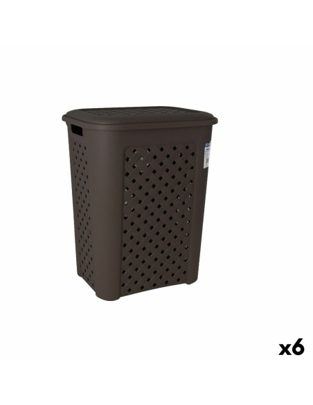 Laundry basket Tontarelli Arianna Wengue Plastic 43,5 x 33,5 x 55 cm (6 Units) | Tienda24 Tienda24.eu