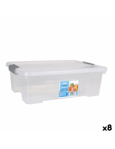 Boîte de rangement avec couvercle Dem Kira Transparent Plastique 10 L 40 x 28 x 13 cm (8 Unités) | Tienda24 Tienda24.eu