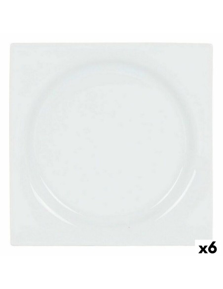 Plato de Postre Inde Zen Porcelana Blanco 18 x 18 x 2,5 cm (6 Unidades) | Tienda24 Tienda24.eu