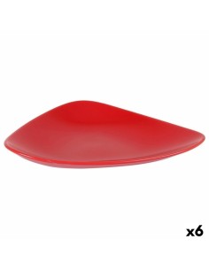 Piatto per Dolce Rosso Ceramica 24 x 18 x 3 cm (6 Unità) da BigBuy Home, Piatti e teglie - Ref: S2229046, Precio: €13.89, Des...