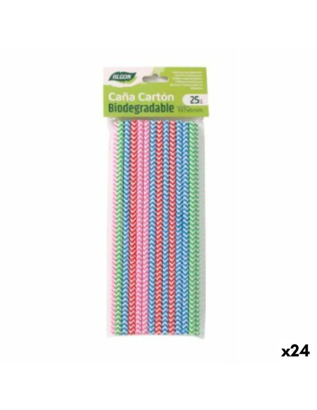 Straws Algon Cardboard Multicolour Stripes 25 Pieces 24 Units | Tienda24 Tienda24.eu