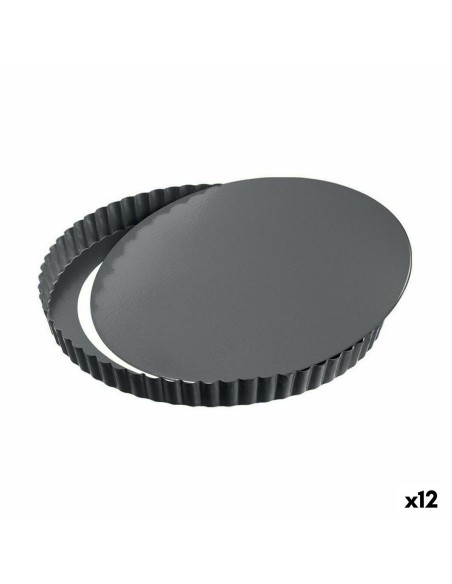 Molde Desmontable Quttin Negro Acero al carbono 24 x 2,8 cm (12 Unidades) | Tienda24 Tienda24.eu