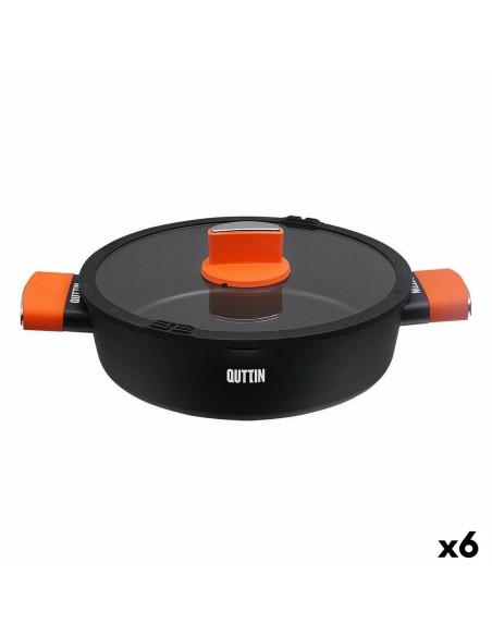 Cacerola con Tapa de Cristal Quttin Gastro Negro Naranja 36,5 x 27 x 8,5 cm (6 Unidades) | Tienda24 Tienda24.eu