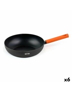 Frigideira Wok BRA A412028 Vermelho/Preto Ø 28 cm Aço inoxidável (1 Unidade) (Ø 28 cm) | Tienda24 Tienda24.eu