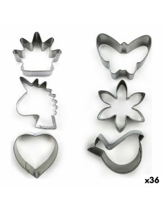 Set di Stampi da Pasticceria Forme Acciaio inossidabile Argentato 3 Pezzi (36 Unità) (3 pcs) da BigBuy Home, Stampi per torte...