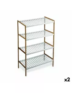 Scaffale Confortime Bianco Marrone 4 Mensole Bambù 70 x 35 x 100 cm (2 Unità) da Confortime, Scaffalature e ripiani di immaga...