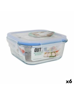 Panier-repas carré avec couvercle Quttin Transparent 750 ml 16 x 16 x 7 cm (6 Unités) de Quttin, Stockage des aliments - Ref:...