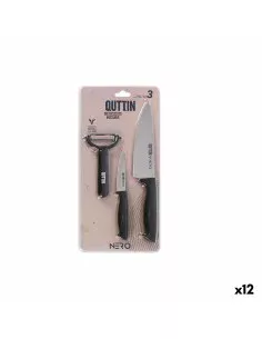 Set de Cocina Quttin Nero Negro 3 Piezas (12 Unidades) de Quttin, Juegos de cuchillos de cocina - Ref: S2232091, Precio: 41,0...