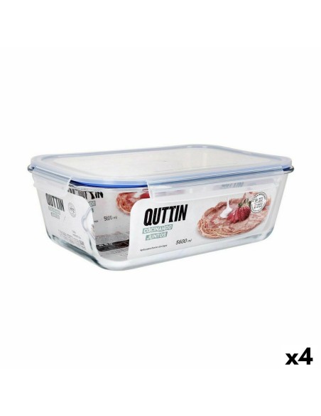 Hermetic Lunch Box Quttin Transparent Rectangular 5,6 L (4 Units) | Tienda24 Tienda24.eu