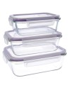 Set of lunch boxes Quid Frost (3 pcs) Transparent Glass 3 Pieces | Tienda24 Tienda24.eu