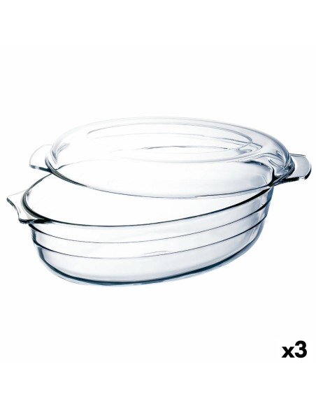 Fuente de Cocina Ô Cuisine Ocuisine Vidrio Con Tapa 3 L 1,1 L Transparente Vidrio 3 Unidades | Tienda24 Tienda24.eu