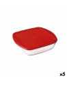 Panier-repas carré avec couvercle Ô Cuisine Cook&store Ocu Rouge 25 x 22 x 7 cm 2,2 L verre Silicone (5 Unités) | Tienda24 Tienda24.eu