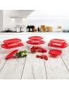 Panier-repas carré avec couvercle Ô Cuisine Cook&store Ocu Rouge 25 x 22 x 7 cm 2,2 L verre Silicone (5 Unités) | Tienda24 Tienda24.eu