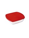 Panier-repas carré avec couvercle Ô Cuisine Cook&store Ocu Rouge 25 x 22 x 7 cm 2,2 L verre Silicone (5 Unités) | Tienda24 Tienda24.eu