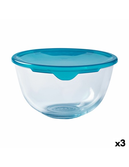 Round Lunch Box with Lid Pyrex Cook & Store 16 x 16 x 10 cm Blue 1 L Silicone Glass (3 Units) | Tienda24 Tienda24.eu