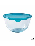 Panier-repas rond avec couvercle Pyrex Cook & Store Bleu 2 L 22 x 22 x 11 cm Silicone verre (3 Unités) | Tienda24 Tienda24.eu