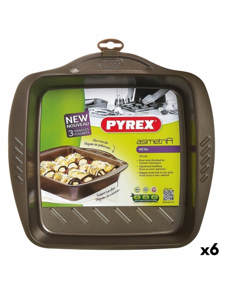 Molde para o Forno Pyrex Asimetria Quadrado Preto Metal 24 x 24 cm (6 Unidades) | Tienda24 Tienda24.eu