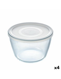 Porta Pranzo Rotondo con Coperchio Pyrex Cook & Freeze 1,6 L 17 x 17 x 12 cm Trasparente Silicone Vetro (4 Unità) da Pyrex, C...