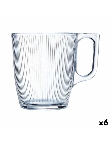 Tasse Luminarc Stripy Petit-déjeuner Transparent verre (250 ml) (6 Unités) | Tienda24 Tienda24.eu