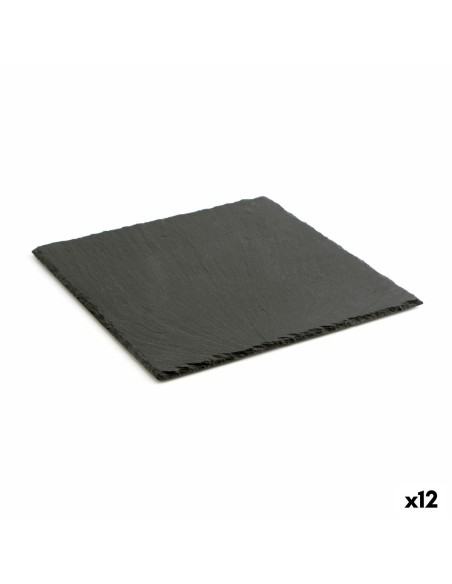 Plateau en Céramique Effet Ardoise Quid Gastro Fun Noir (25 x 25 cm) (12 Unités) | Tienda24 Tienda24.eu