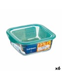 Panier-repas carré avec couvercle Luminarc Keep'n Lagon 10 x 5,4 cm Turquoise 380 ml Bicolore verre (6 Unités) | Tienda24 Tienda24.eu