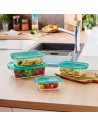 Rectangular Lunchbox with Lid Luminarc Keep'n Lagon 12 x 8,5 x 5,4 cm Turquoise 380 ml Glass (6 Units) | Tienda24 Tienda24.eu