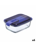 Fiambrera Hermética Luminarc Easy Box Azul Vidrio (6 Unidades) (820 ml) | Tienda24 Tienda24.eu