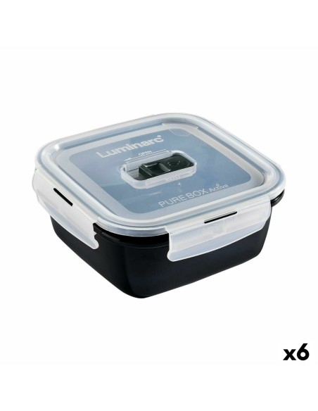 Hermetic Lunch Box Luminarc Pure Box 760 ml Black Glass (6 Units) | Tienda24 Tienda24.eu